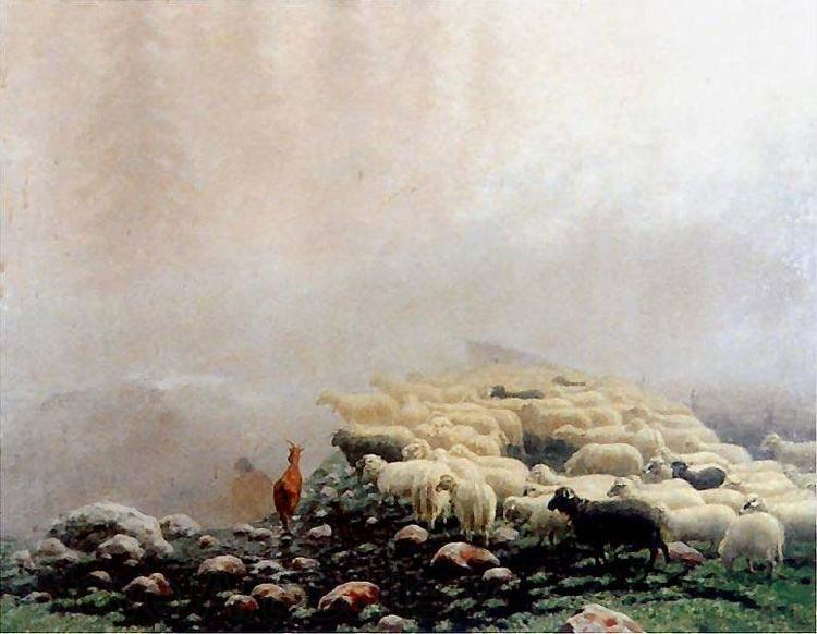 Stanislaw Witkiewicz Sheeps in the fog. France oil painting art